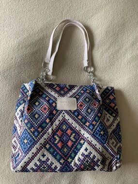 Pink-Accented Patterned Tote